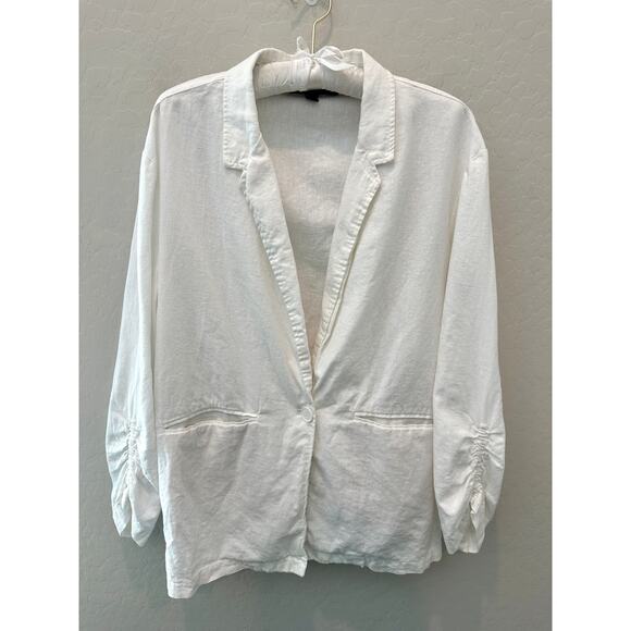 MARC NEW YORK | White Linen Blend Button Front Blazer Jacket | Large - Picture 1 of 7
